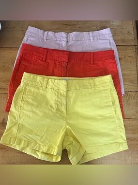 J. Crew Cotton Chino Shorts Trio - Yellow, Orange Light Pink